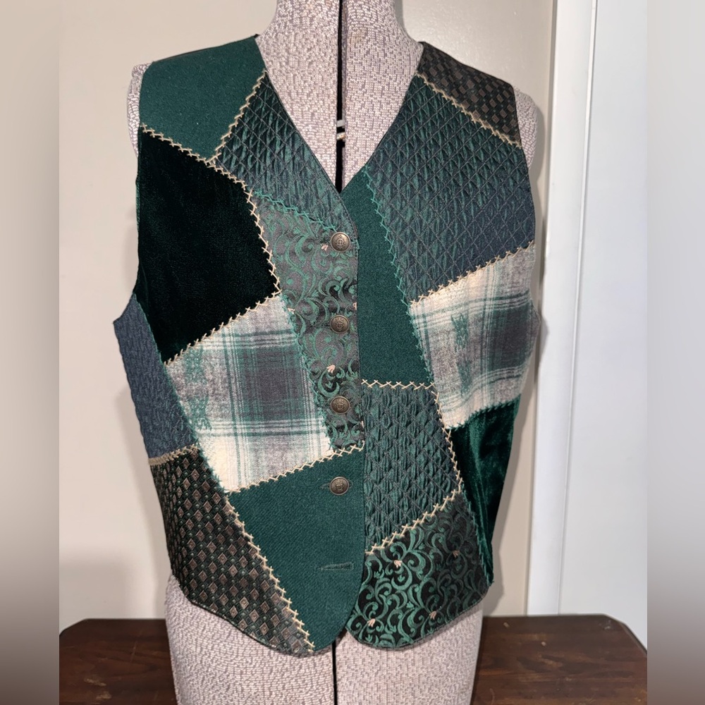 Vintage Karen Kane Green Patchwork Vest